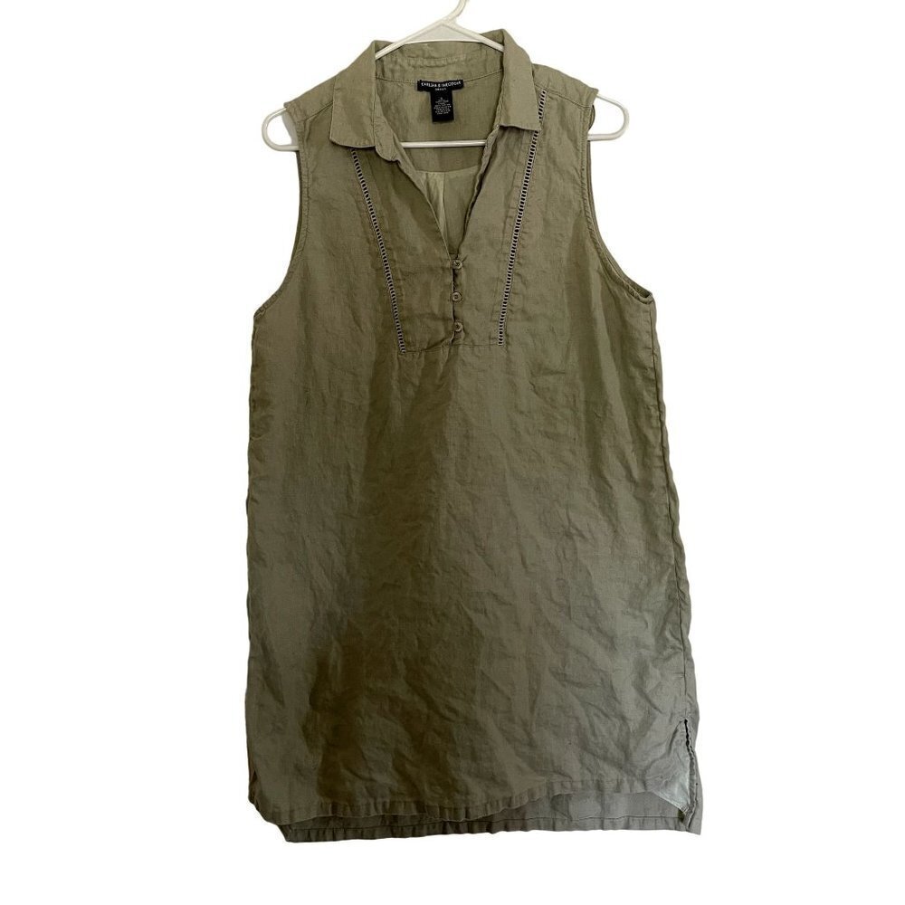 Chelsea & Theodore dressses linen sandy tan colored sleeveless summer sundress